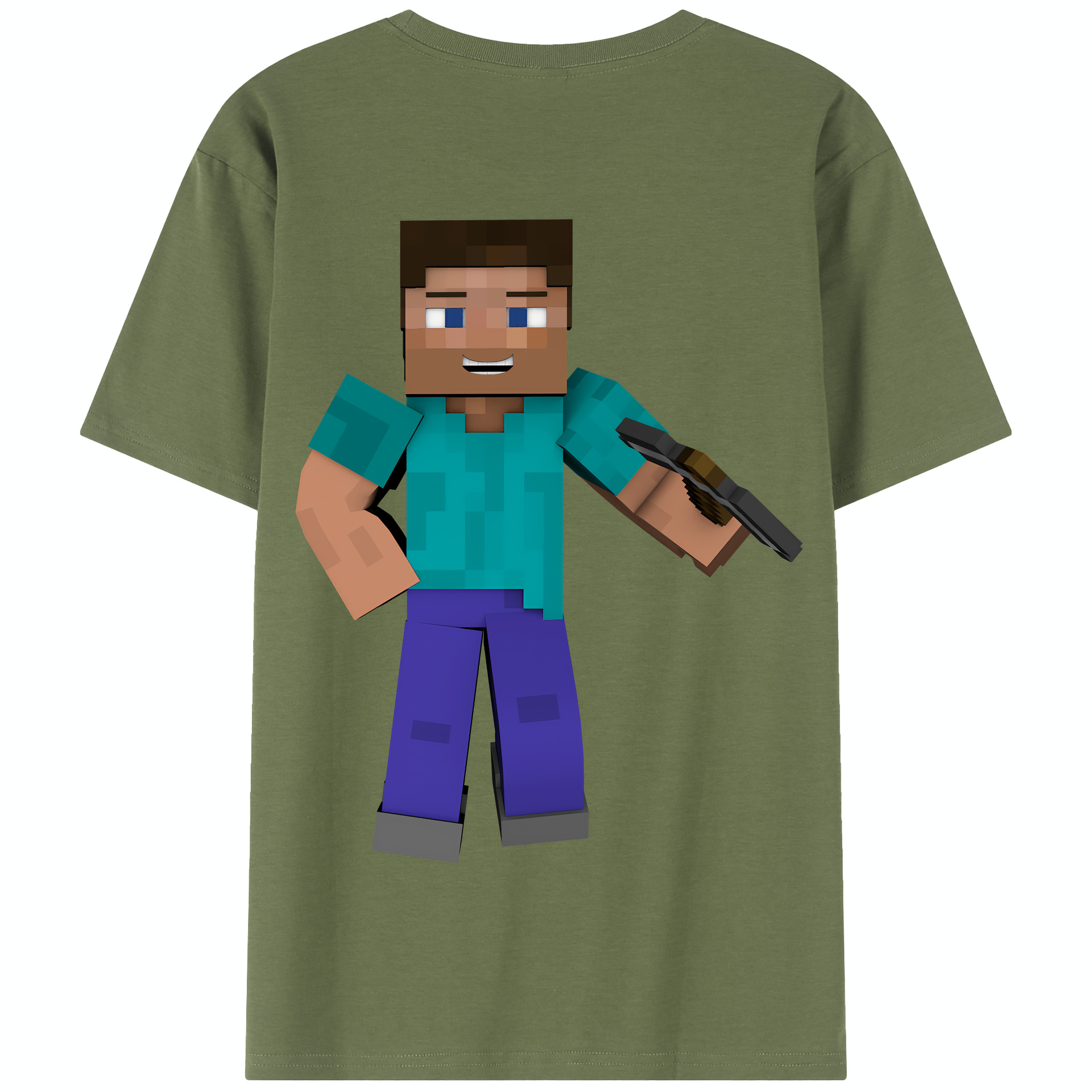 （画像用） マインクラフト ブロックの世界 Minecraft MC Block world 綿100％半袖Tシャツ（背面プリント）
